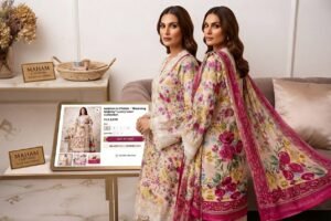 3-Piece unstitched lawn suit with fancy patchwork and printed dupatta