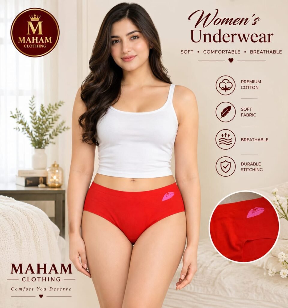 Ladies Fancy Underwear Red Lips Print